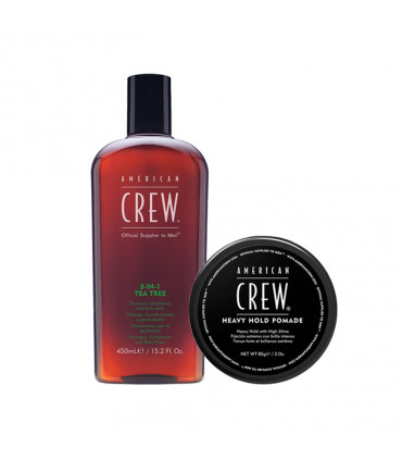 American Crew 3-in-1 Tea tree & Heavy Hold Pomade Duo pour Homme - 1