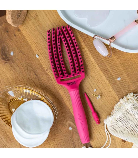 Olivia Garden Fingerbrush Care Iconic Boar & Nylon Hot Pink Medium ...