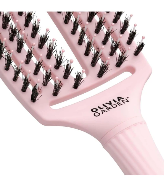 Olivia Garden Fingerbrush Care Iconic Boar & Nilon Pastel Pink Medi...